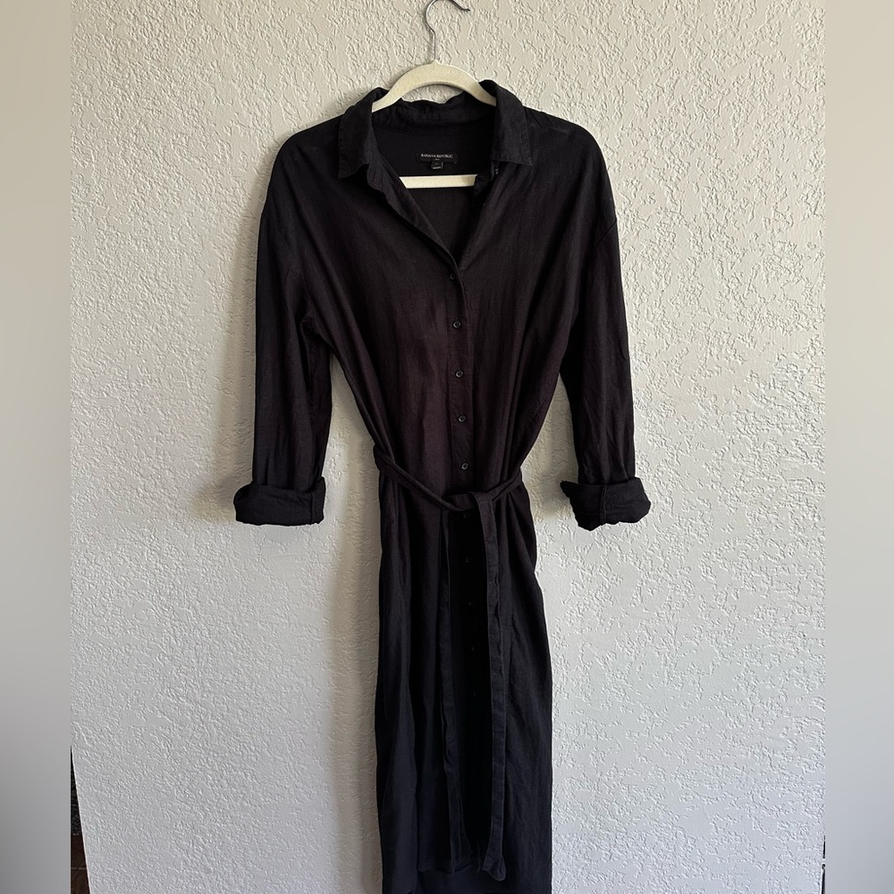 Banana Republic Black Midi Shirt Dress, Like New